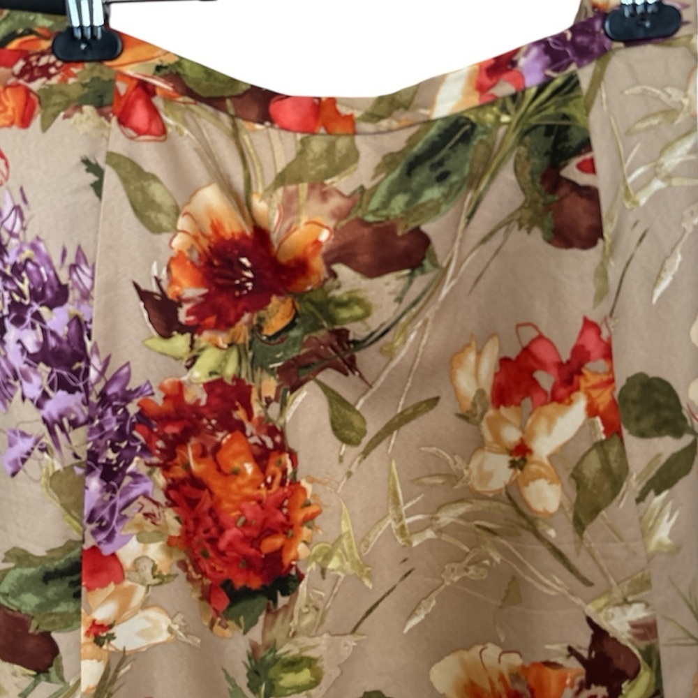 Talbots Silk Wool Floral Midi Skirt Plus Size 24W Petite Luxury Coastal - Picture 6 of 12